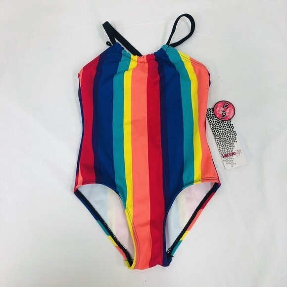 Kensie Girl Size 4 Striped One Piece Racer Back Swimsuit - Picture 2 of 5